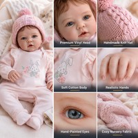 Muñeca Bebé Reborn de 55 cm, Hecha a Mano, de Vinilo y Algodón Suave, Modelo de Bebé con Gorro de Punto Rosa, Venta al Por Mayor, OEM, ODM