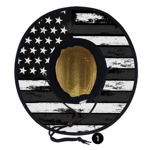 Printed Underbrim Natural Straw <b>Hat</b> Wide Brim UV Protection Beach Sun <b>Hat</b> with Custom Logo Adjustable Chin Strap for Outdoor - Product Image 4