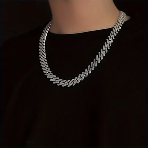 Cổ Phiếu Sẵn Sàng Iced out Moissanite Cuba Liên Kết Chuỗi Vòng Cổ S925 Bạc 18K Vàng Mạ Hip Hop Trang Sức Cho Nam Giới Giai Đoạn Đảng Mặc - Product Image 4