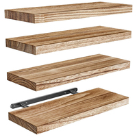 Ensemble de 4 étagères murales flottantes en bois de style campagnard pour salle de bain, salon, bureau à domicile, utilisées pour le rangement et le tri à domicile