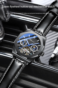 New Hot CHENXI 8814 Solid Steel Men's Watch High-end <b>Flywheel</b> Sun, Moon and Stars Live Octagonal Automatic Mechanical Men 2025 - Product Image 6