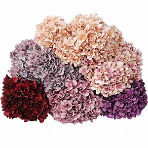 ดอกไฮเดรนเยียสีขาวแดงสำหรับตกแต่งงานแต่งงาน ขายส่งคุณภาพสูง ดอกไฮเดรนเยียประดิษฐ์ 5 หัว จำนวนมาก - Product Image 1