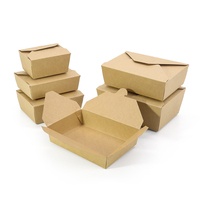 Boîte d'emballage alimentaire jetable biodégradable en kraft brun, boîte à lunch en papier écologique, boîte portable