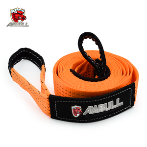 Ambull Hot Sell Stretch Towing Rope <span class=keywords><strong>Reflex</strong></span> 3 ''Tow Strap Polyester Snatch Strap Kit Tow Rope Kit With Steel Hooks for Offroad - Product Image 1