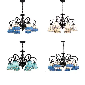 Lampes de luxe modernes de style méditerranéen luminaires en métal E27 lustres en cristal rustiques turcs lampes suspension en verre
