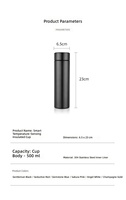 Termo Inteligente con Pantalla de Temperatura de 17 oz, Botella de Agua Aislada de Acero Inoxidable 304, Pantalla Táctil, Logotipo Personalizado, Taza de Viaje