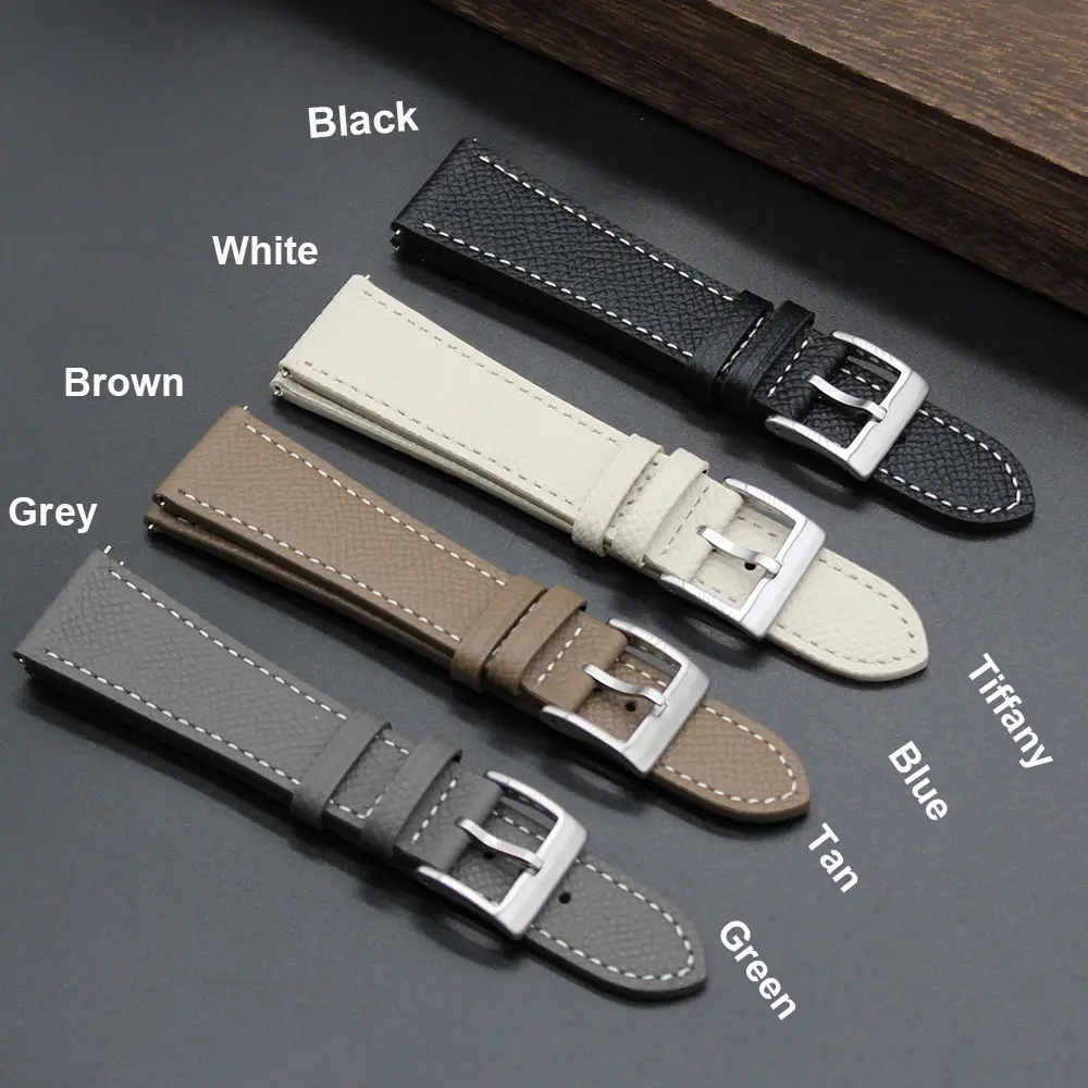 OEM Customize Sizes Handmade 18 19 20 21 22mm Watch Straps Leather for General Watch USA Epsom Leather Watch Band Quick Release