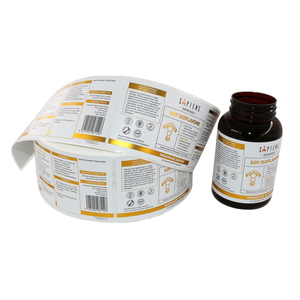 Bleu rouge rose jaune or estampage à chaud autocollants vitamine cosmétiques huile de poisson protéine poudre plastique personnalisé privé bouteille étiquettes - Product Image 1
