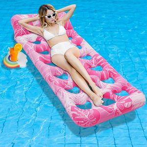 Flotteur gonflable rose en PVC MAKE WAVES avec design perforé 65x27,5 pouces pour adultes – Ludique et relaxant - Product Image 1