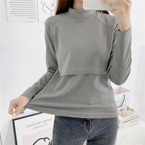 T-shirt sostenibile multi-funzionale maternità semi-collo alto a maniche lunghe <span class=keywords><strong>per</strong></span> l'<span class=keywords><strong>allattamento</strong></span> al seno - Product Image 5