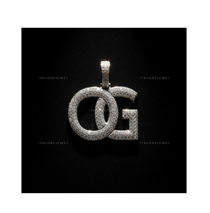 Collar con Colgante de Letra B H M en Plata de Ley 925 Chapada en Oro Blanco con Moissanita Engastada en Canal, Estilo Hiphop, Unisex - Product Image 1