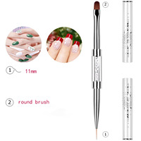 Stylo à ongles rond à double tête en gel avec brosse à cheveux en nylon Colle colorée Bâton de gaufrage