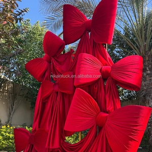 Nika Tùy Chỉnh Bán Buôn Wedding Party Backdrop Bow Lớn Lớn Bow Trang Trí Đạo Cụ Trailing Ribbon Vải Màu Đỏ Drooping Satin Bow - Product Image 6