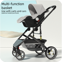 Poussette de bébé multifonctionnelle 3 en 1 avec siège de voiture légère pour enfants poussette en aluminium pliée à une main pour 0-3 ans.