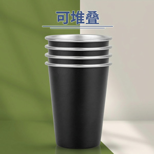 Stainless Steel Drinking Cup 401-500ml Lightweight Black Beer Mug For Camping Cold Drinks Mouthwash Use - Product Image 2