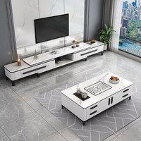 Ensemble de meubles de salle à manger pour maison moderne Vitrine TV Stand Rock Board Display Table basse blanche et grise avec tiroirs