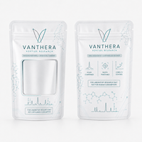 Sachet Doypack Blanc Mat Personnalisé avec Fenêtre Transparente, Qualité Alimentaire, Stratifié, Refermable à Fermeture Éclair, pour Suppléments de Poudre de Peptide