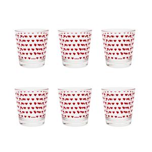 Set di 6 bicchieri Excelsa da 25 cl con motivo a cuori rossi per bevande - Product Image 2