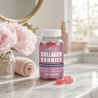 Compléments Alimentaires de Haute Qualité pour Adultes Favorisant la Croissance des Cheveux et des Ongles, la Santé de la Peau, Bonbons Gommeux au Collagène avec Biotine + Vitamine C