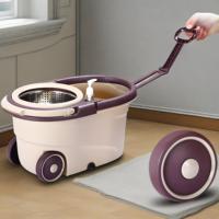 Vente en gros usine Serpillère plate magique rotative à 360° pour usage domestique, avec seau à roulettes et système de nettoyage facile, style autoportant