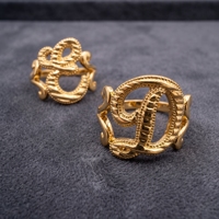 Bague personnalisée avec initiale en or massif plaqué or, style hip-hop, cadeau pour homme pour le Nouvel An, QIUHAN Dropshipping