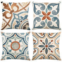 Housse de coussin de luxe motif porcelaine bleue et blanche, veinage minéral, décoration intérieure, taie d'oreiller pour hôtel, taille personnalisée, vente en gros OEM