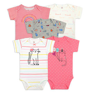 Conjunto de 5 Piezas de Ropa de Verano para Bebés Niñas, Mamelucos de Manga Corta para Bebés, Trajes de Bebé - Product Image 5