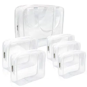 High Quality Custom Size Transparent Cosmetic Bag Travel Bag Pvc With Zipper Handle Waterproof Anti-scratch Pvc Makeup Bag