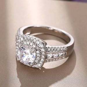 Anello con zirconi scintillanti a doppio strato per donna, elegante gioiello da dito alla moda - Product Image 6