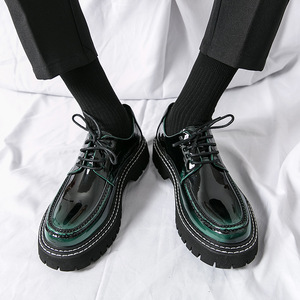 Zapatos de Hombre Talla Grande 47, Modelo 2026, con Suela Gruesa para Aumentar la Altura, Punta Redonda, de Cuero, Charol Brillante, para Negocios y Moda - Product Image 2