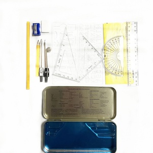 Juego de Matemáticas de Producción Automática, 13 Piezas, Caja de Lápices de Geometría Metálica con Reglas, Borrador, Sacapuntas, Compás de Zinc, etc. - Product Image 5