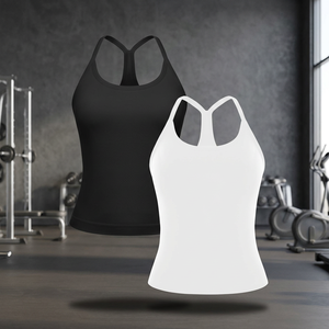 <b>Women</b> Solid Color Racerback <b>Tank</b> <b>Top</b> Sleeveless Regular Fit Breathable Yoga Fitness Wear <b>White</b> Black Spandex Polyester - Product Image 1