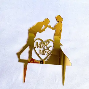 Ychon New Wedding Engagement Party Acrylic Cake Topper Valentine Decoration Cupcake Toppers Baking Decorations