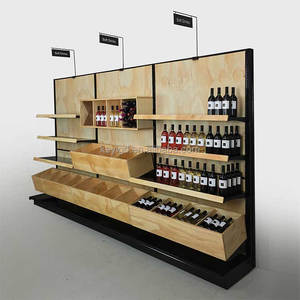 Espositore moderno eco-friendly personalizzabile in metallo e legno barilotto di <span class=keywords><strong>vino</strong></span> espositore per bottiglie di Whisky - Product Image 4