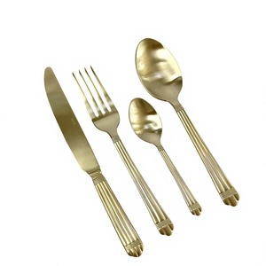 Juego de cubiertos de metal de diseño moderno, juego de cubiertos de latón de alta calidad, 4 piezas, último diseño para suministro de restaurantes, uso en mesas de boda. - Product Image 1