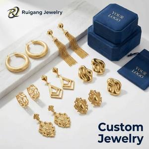 Produttori di Gioielli Personalizzati: Collane, <span class=keywords><strong>Orecchini</strong></span>, Anelli, Bracciali con Design e Logo in Acciaio Inossidabile, <span class=keywords><strong>Orecchini</strong></span> Placcati Oro per Donne - Product Image 1