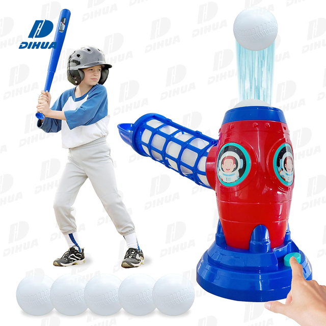 Battery-Operated Baseball Pitching Machine Toddler Tee Ball Set for Outdoor Sports Training Game to Practice Swing and Hit