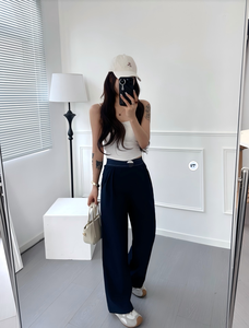 <span class=keywords><strong>Pantalon</strong></span> décontracté vintage pour femme de <span class=keywords><strong>haute</strong></span> qualité, coupe <span class=keywords><strong>large</strong></span>, <span class=keywords><strong>taille</strong></span> élastique, tricoté, ample, amincissant et léger - Product Image 3