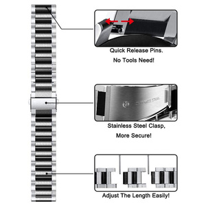 Bracelet de luxe en acier inoxydable pour Samsung Galaxy Watch 7 6 Classic 5 <span class=keywords><strong>Pro</strong></span> <span class=keywords><strong>4</strong></span> 20mm 22mm Bracelet en métal pour montre Xiaomi - Product Image 2