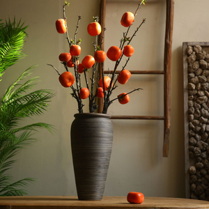 Persimmon Ruyi Retro rojo con simulación de escarcha caqui fruta árbol rama simulación flor decoración interior ornamento - Product Image 4