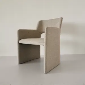 2023 New Design Wooden White Fabric Dining Chairs Modern Luxury Comfortable Upholstery Armchair