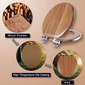 Siège de toilette rond en bois moulé avec charnières à fermeture silencieuse et à dégagement rapide, facile à installer et à nettoyer par <span class=keywords><strong>Angol</strong></span> Shiold - Product Image 5