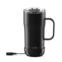 Mug à café intelligent auto-chauffant de 18 oz avec contrôle de la température, contrôlable par application, chargeur de téléphone sans fil, affichage LED de la température, pour adultes