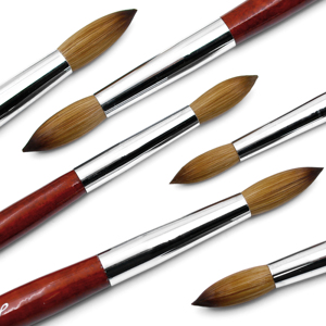 แปรงทำเล็บอะคริลิคสำหรับมืออาชีพขนาด #2-#24กลม/จีบแปรงเล็บอะคริลิคทำจากไม้สีแดงบรรจุกล่องสำหรับมืออาชีพ - Product Image 4