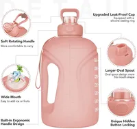 Bouteille d'eau sport de 74 oz (2200 ml) en PETG givré avec couvercle à paille, grande bouteille d'eau motivante avec marqueur de temps