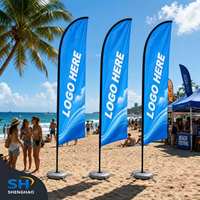 Drapeaux de plage personnalisés avec logo, drapeaux en forme de goutte d'eau, drapeaux flottants résistants au vent pour les expositions commerciales en plein air