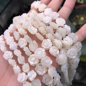 Vỏ Trắng Mẹ Của Ngọc Trai Vỏ Hạt Strand Rose Flower Hình Dạng Đầy Đủ/Nửa Khoan Để Làm Bông Tai - Product Image 2