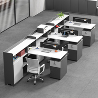 Estación de trabajo moderna para ordenador de 4 personas, escritorio de partición, diseño de muebles modulares comerciales, oficina en casa, escuela, estación de trabajo, Oficina