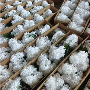 Flores Decorativas para Boda L-728, Nuevo Diseño, 3 Cabezas de Hortensia, Tela Floral, Hortensias Blancas como la Nieve, Flores Artificiales para Boda - Product Image 1