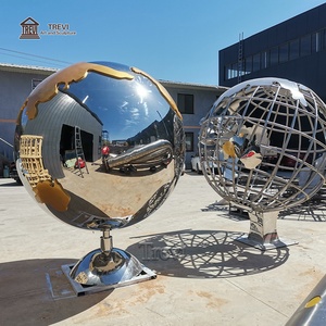 Sculpture en métal globe terrestre abstrait TREVI en acier inoxydable pour la <span class=keywords><strong>maison</strong></span>, le jardin extérieur - En solde - Product Image 5